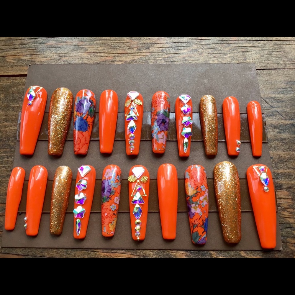 Hot orange gel floral